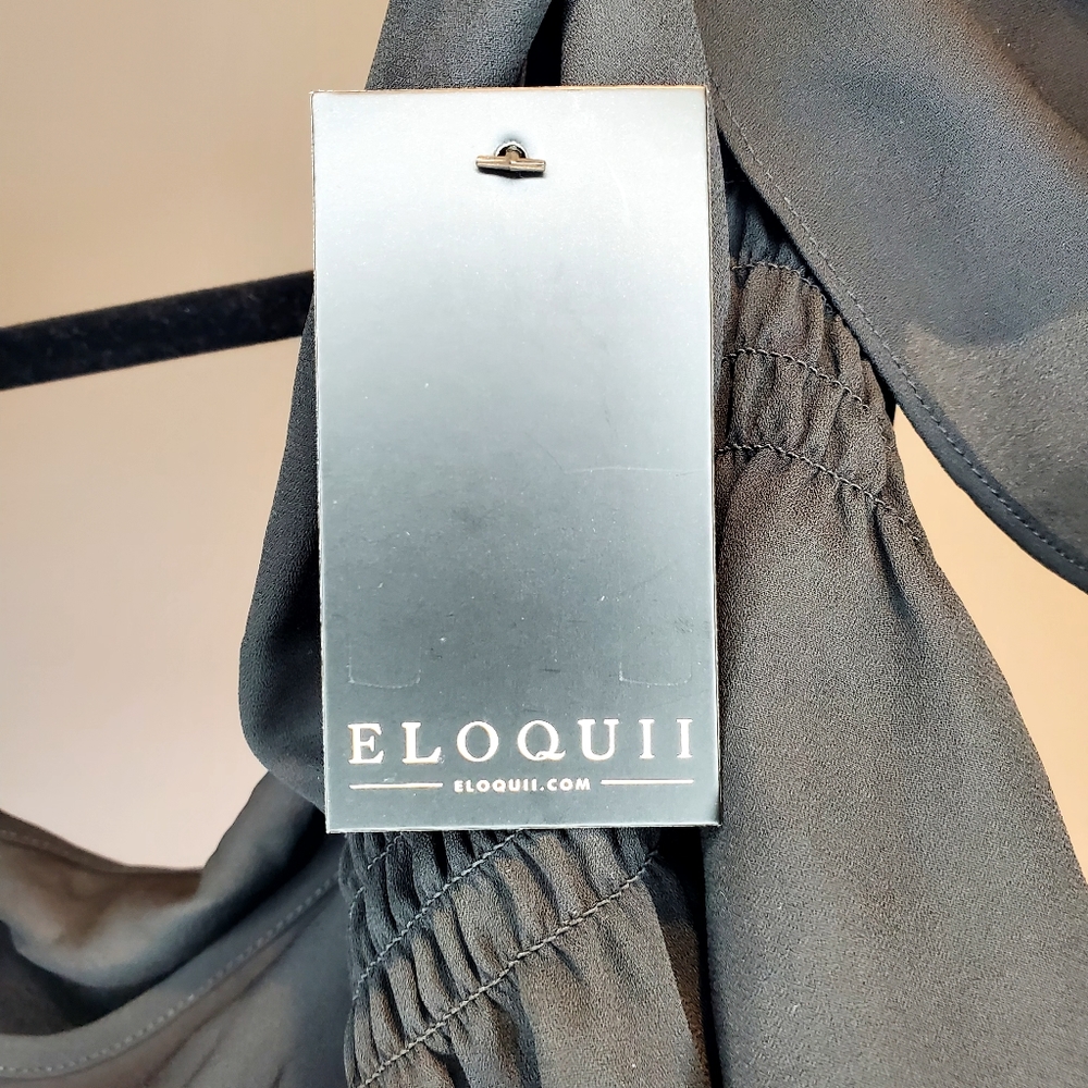Eloquii Black Flutter Sleeve Blouse With Tie Detail Size 18 - Picture 7 of 11
